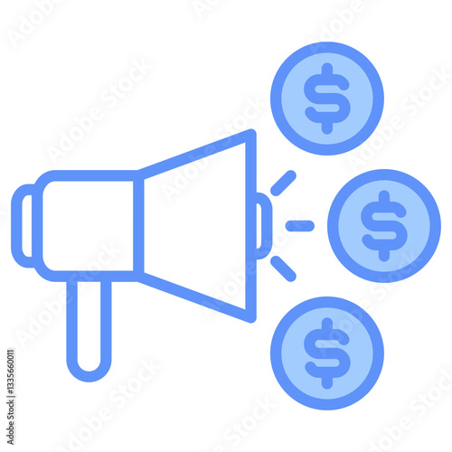 Paid Ads Outline Blue Color Icon