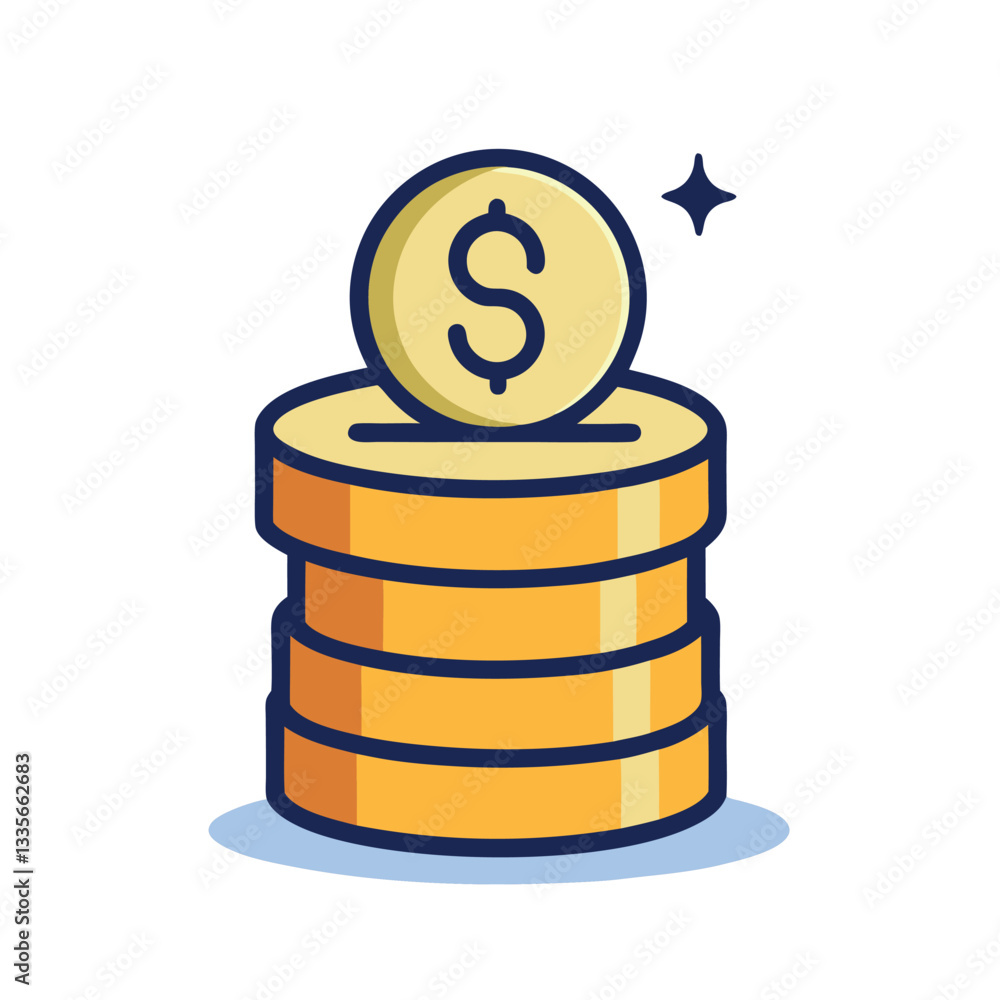 3D illustration of dollar and euro coins stacked as a symbol of wealth, investment, and financial success