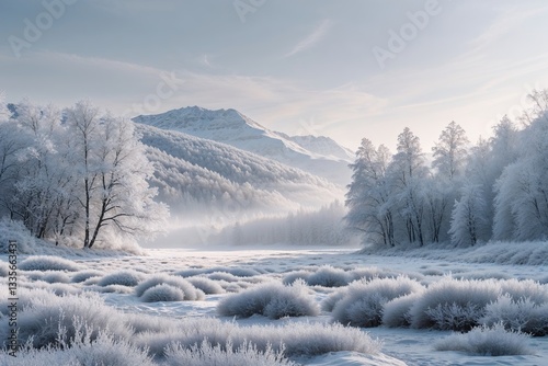 Wallpaper Mural Serene Silver Winter Landscape Featuring Tranquil Frosty Beauty Torontodigital.ca