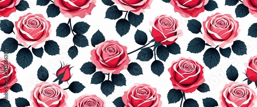 rose pattern on white plain background digital abstract art work illustration design