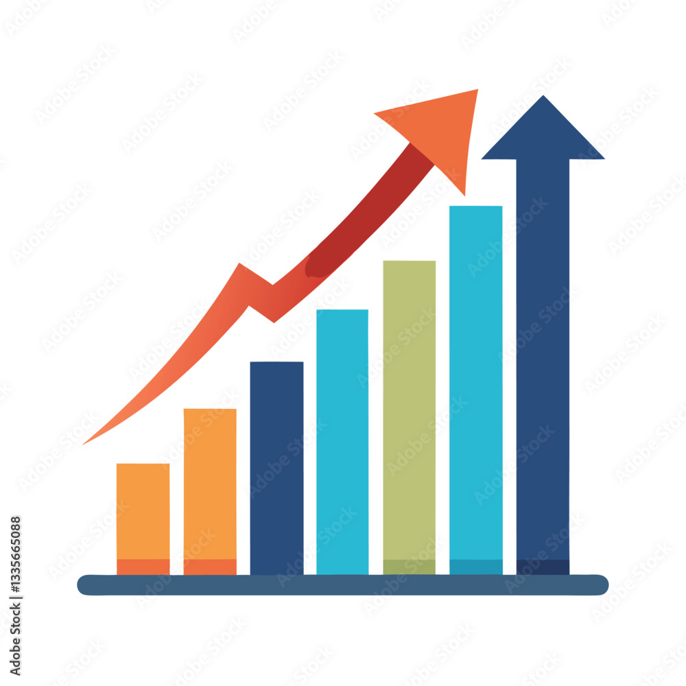 Business growth chart with arrow on white background Business growth chart with arrow on white background