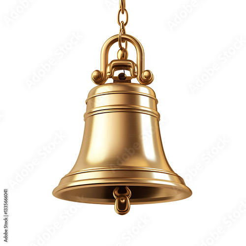  - Golden bell hanging against a, vector illustration, simple design transparent background png