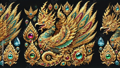 Wallpaper Mural Ornate Golden Mythical Creature Artwork Torontodigital.ca