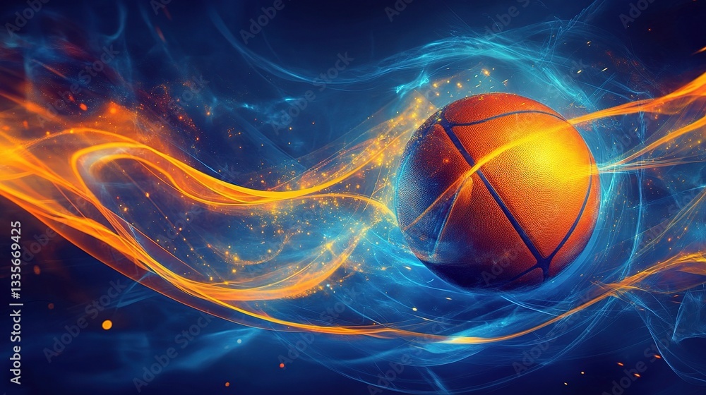 Fototapeta premium Vibrant Abstract Motion Background for Sports with Basketball Theme