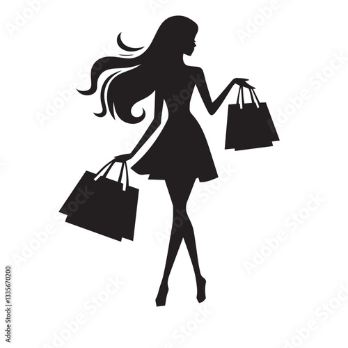woman with shopping bags vector design.