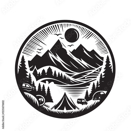 Mountain camping vector design.