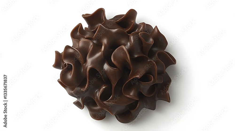 Dark chocolate candy, swirled, overhead. Dark chocolate candy, swirled, overhead.