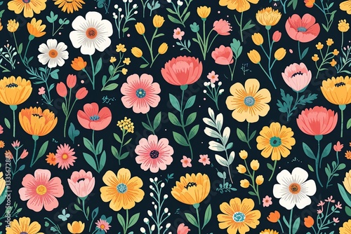 Wallpaper Mural Vibrant Spring Floral Design for a Joyful Meadow Backdrop Torontodigital.ca