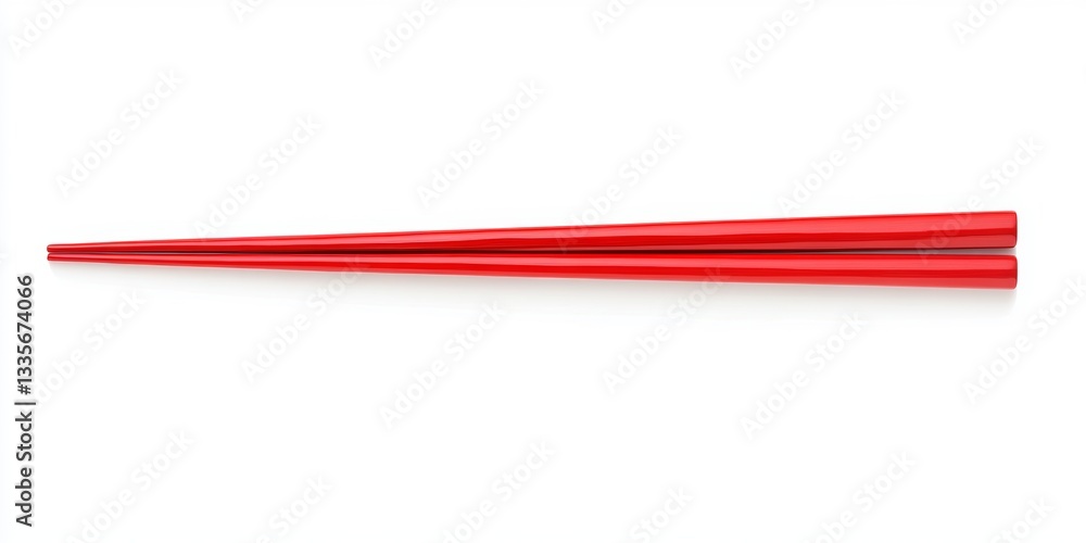 Bright red chopsticks resting on a clean white surface ideal for enjoying Asian cuisine at a trendy restaurant Bright red chopsticks resting on a clean white surface ideal for enjoying Asian cuisine at a trendy restaurant
