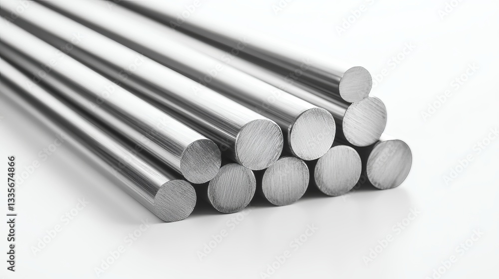 A stack of brushed aluminum bars with lightweight industrial design A stack of brushed aluminum bars with lightweight industrial design