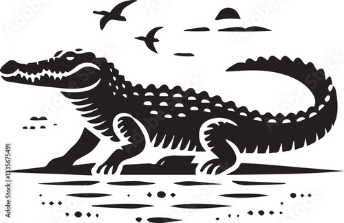 crocodile vector, crocodile logo silhouette vector