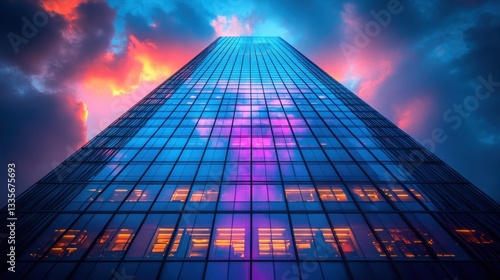 Wallpaper Mural Modern Skyscraper at Sunset: A Cityscape Symphony of Light and Glass Torontodigital.ca