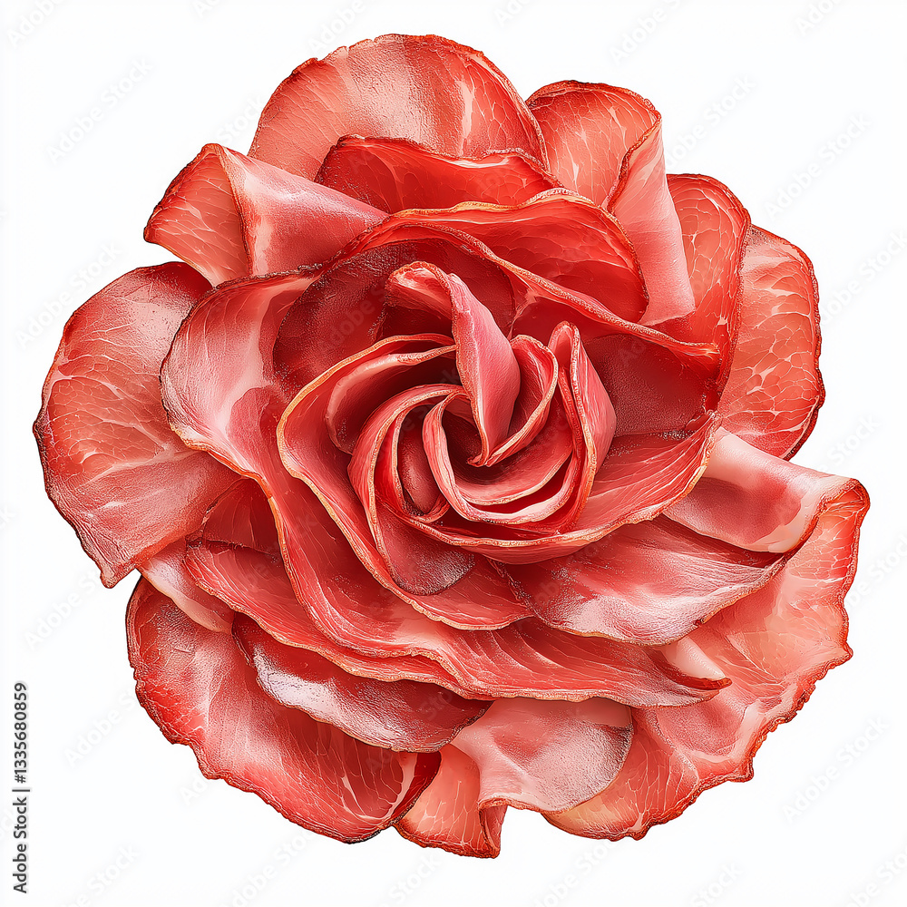Ham sliced sausage isolated on white background. Ham sliced sausage isolated on white background.