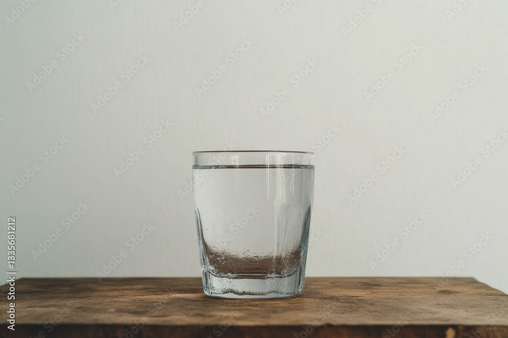 A glass of water is sitting on a wooden table A glass of water is sitting on a wooden table