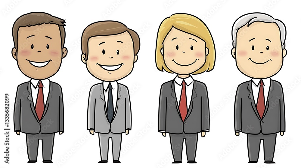 Diverse business team cartoon illustration. Diverse business team cartoon illustration.