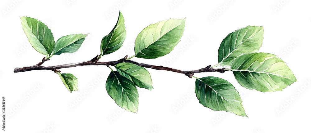 Fototapeta premium Green branch leaves nature spring design