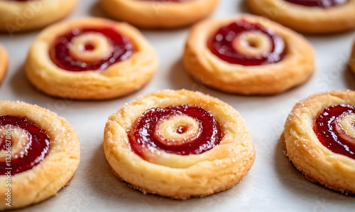 Wallpaper Mural A mouthwatering sight of juicy, buttery cookies topped with a generous amount of jam, Generative AI Torontodigital.ca