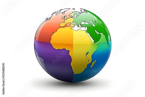 Rainbow Earth globe, digital art