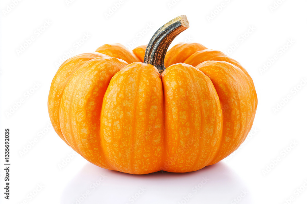 Fototapeta premium Fresh Orange Pumpkin Isolated on White Background for Autumn and Halloween Themes