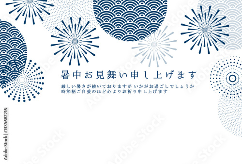 花火　和柄　文様　背景