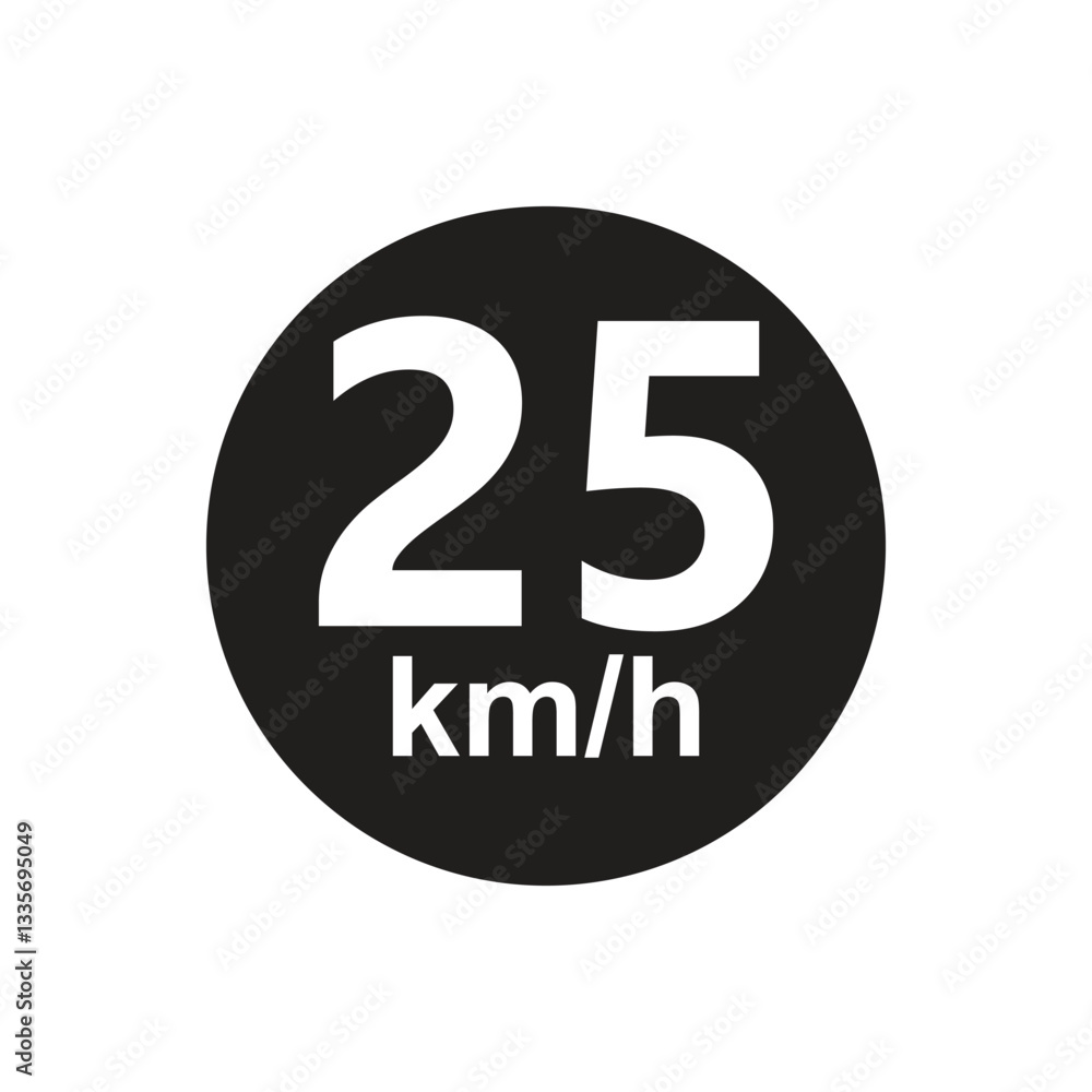 Speed limit 25 kmh Sticker vector illustration Speed limit 25 kmh Sticker vector illustration