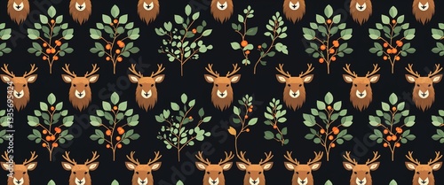 elk pattern on black plain background digital abstract art work illustration design