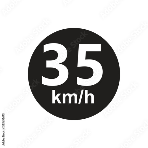 Speed limit 35 kmh Sticker vector illustration