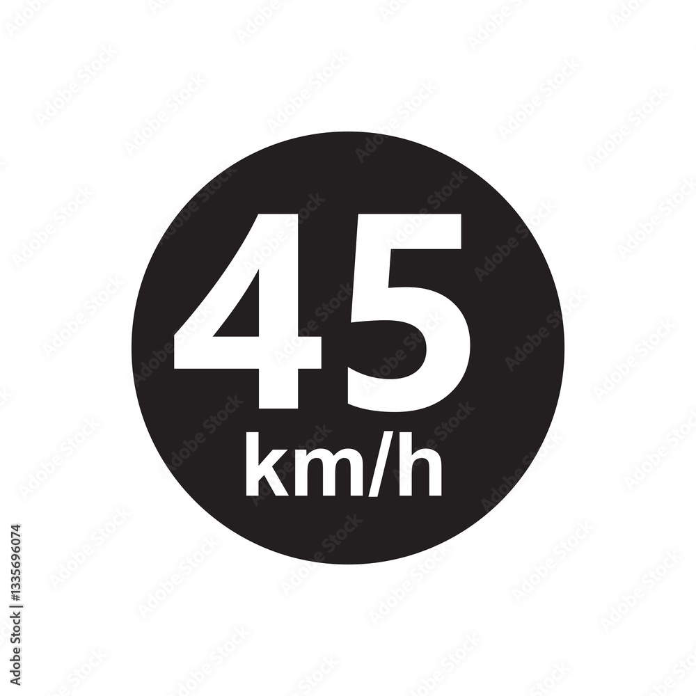 Speed limit 45 kmh Sticker vector illustration Speed limit 45 kmh Sticker vector illustration