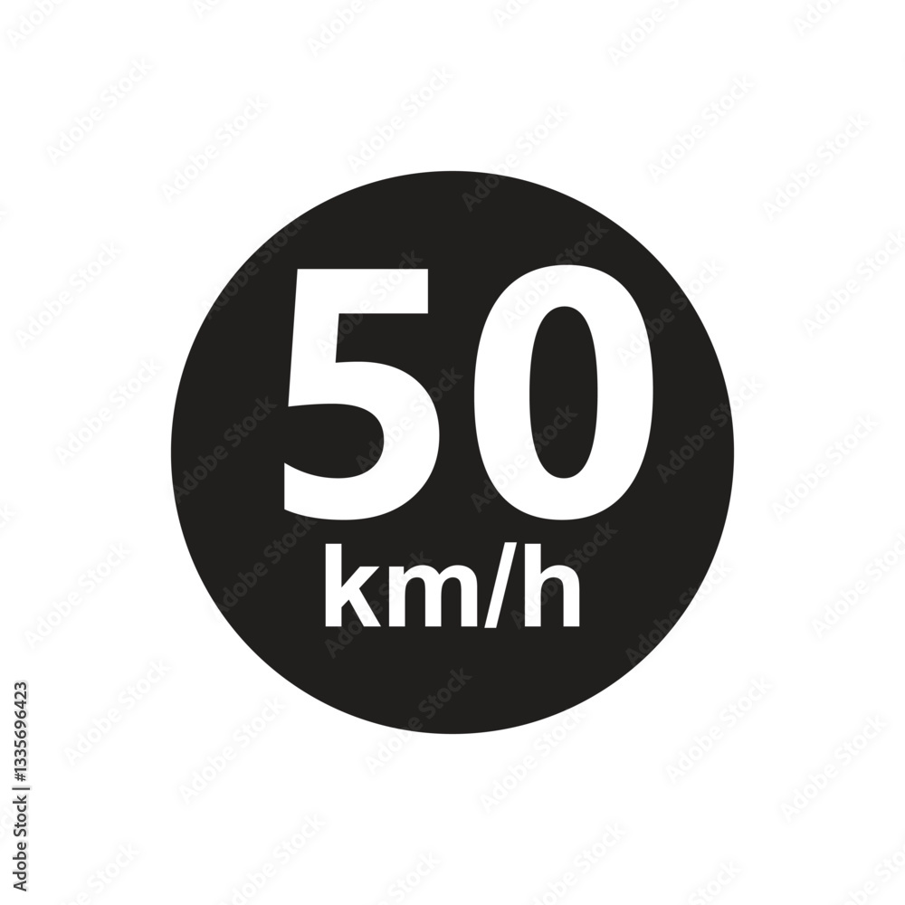 Speed limit 50 kmh Sticker vector illustration Speed limit 50 kmh Sticker vector illustration