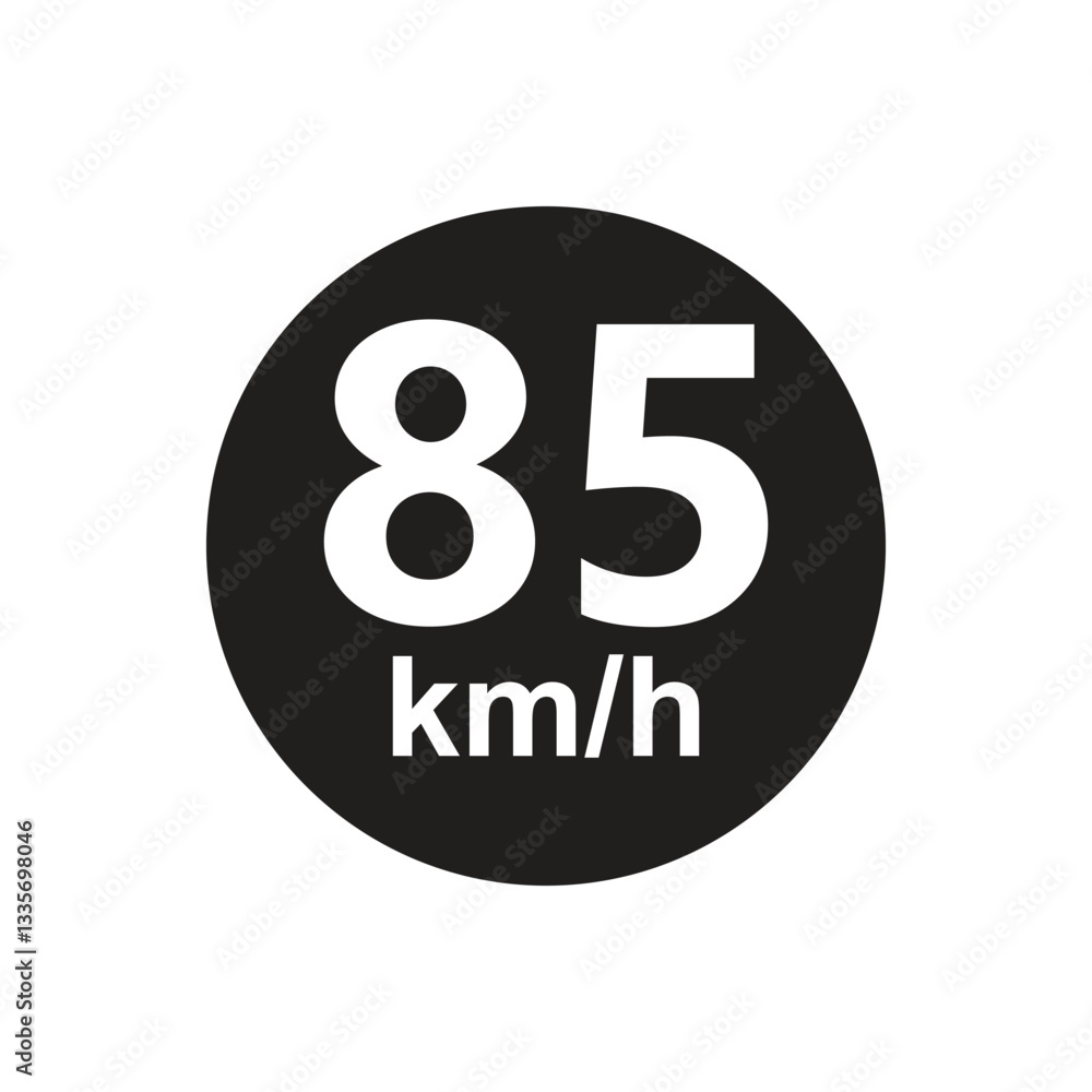 Speed limit 85 kmh Sticker vector illustration Speed limit 85 kmh Sticker vector illustration