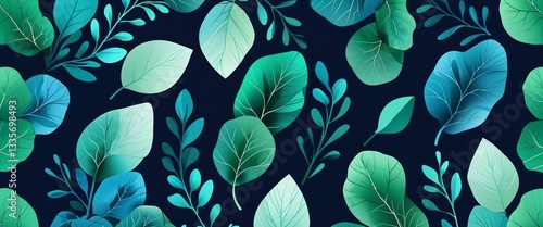 emerald pattern on blue plain background digital abstract art work illustration design