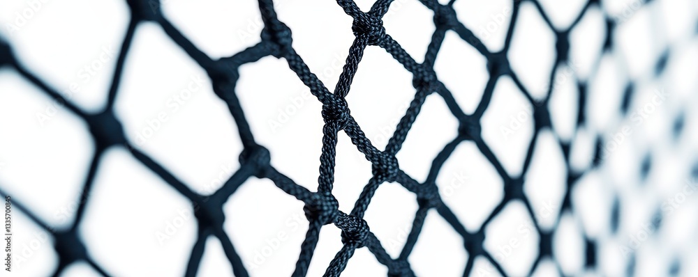 Naklejka premium Close-up of a black net against a bright background, creating a geometric pattern.