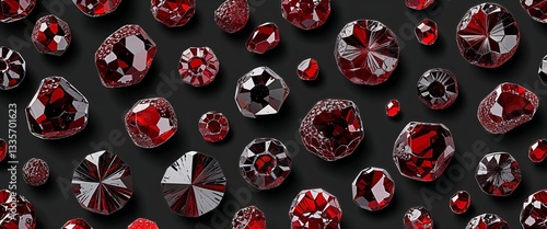 garnet pattern on black plain background digital abstract art work illustration design