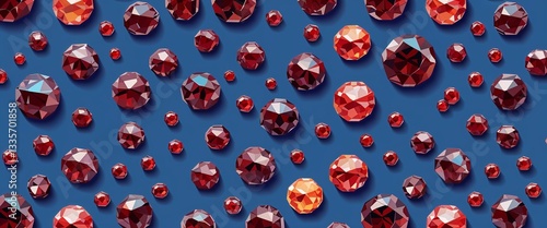 garnet pattern on blue plain background digital abstract art work illustration design