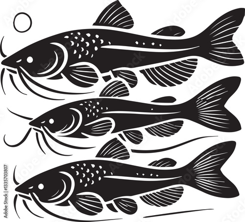 fish vector, catfish turtle logo silhouette vector, vector illustration of a fish