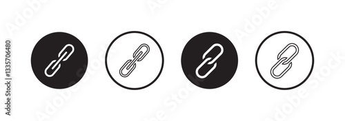 Link icon, hyperlink sign, interlink signal, linking symbol. Link icon vector isolated on circle background. Link style.