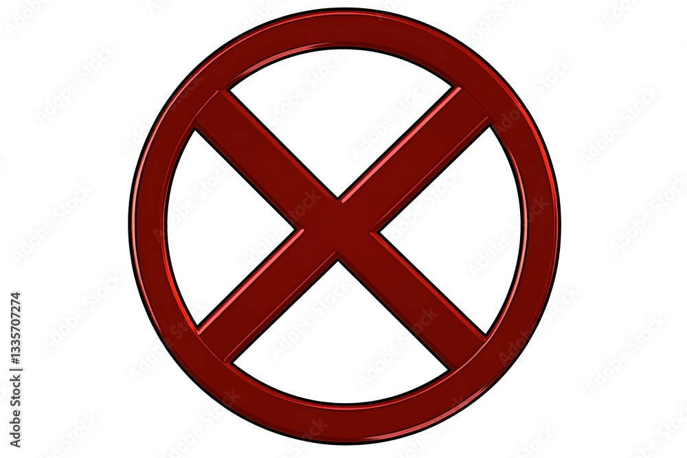 Red X symbol on white background Red X symbol on white background