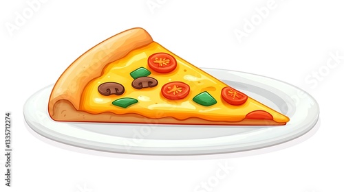 Cheesy pizza slice on plate