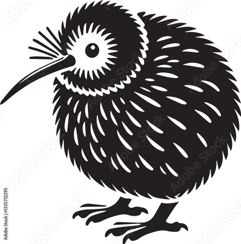 black kiwi bird vector, kiwi bird logo silhouette vector
