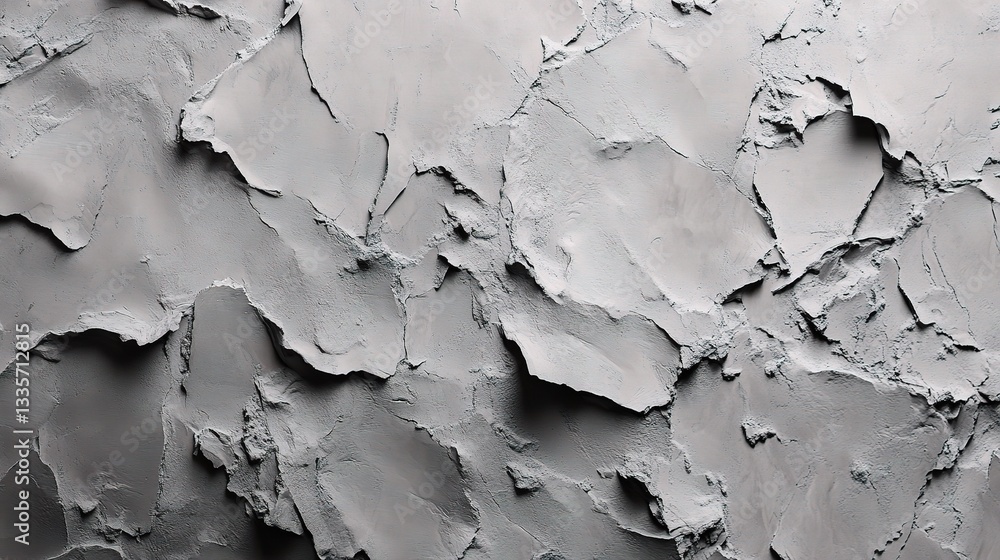 Obraz premium Grey Concrete Relief Texture: The rough, tactile texture of grey concrete, sculpted with intricate relief patterns, casts dramatic shadows in a play of light and shadow.