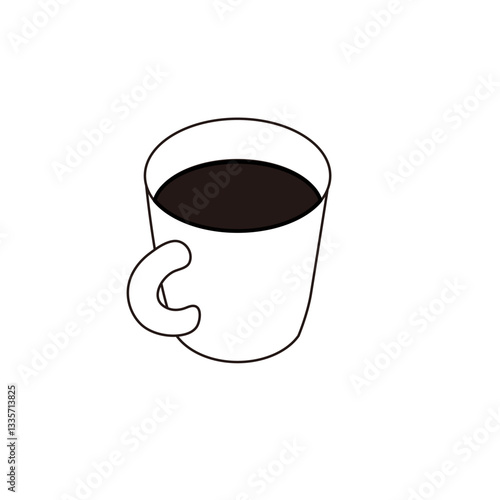 アイソメトリック構図のコーヒーのイラスト
