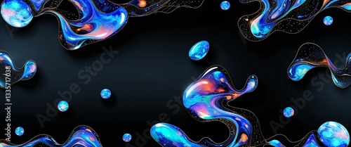 opal pattern on black plain background digital abstract art work illustration design