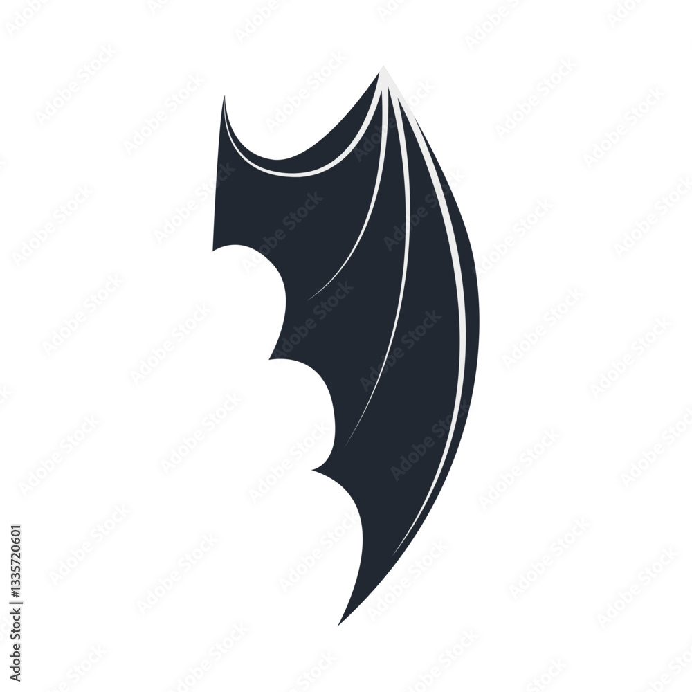 Obraz premium Silhouette of Spooky Bat Wing. Vector Illustration in Flat Style