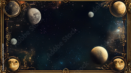 picture frames, banners, posters with outer space background concept