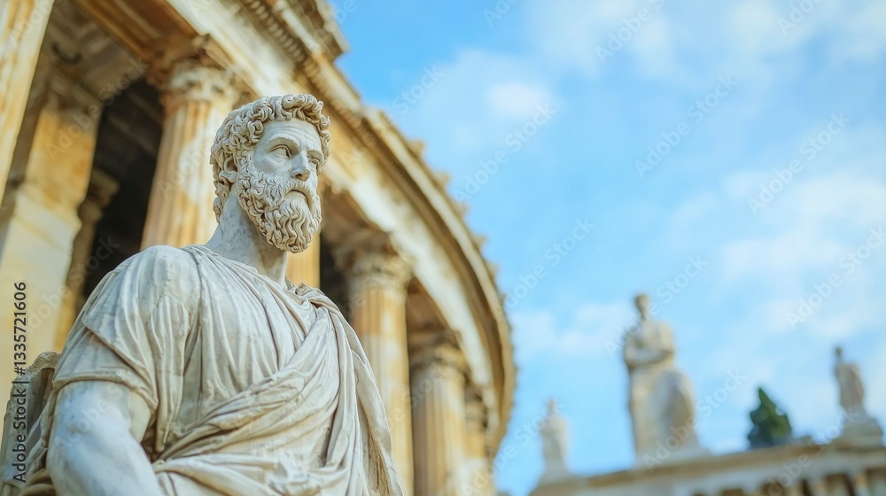 Obraz premium Majestic Aristotle Statue Ancient Greek Philosophy Classical Sculpture History Archite