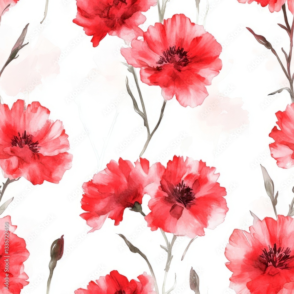 Obraz premium DesignCreativity Seamless Design Perspective Carnations