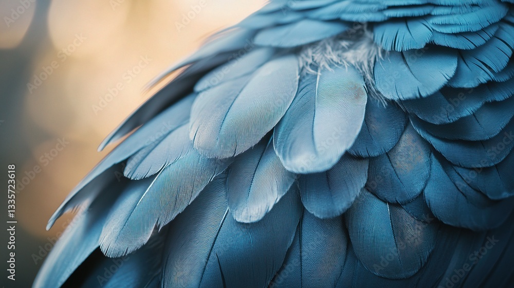 Obraz premium Textured Blue Feathers: An extreme close-up of layers of blue feathers reveals intricate textures, soft hues, and delicate details, creating a sense of wonder and visual richness.