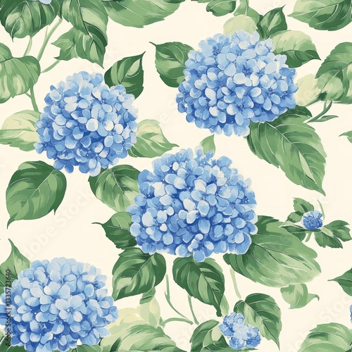 Vintage Seamless Pattern Perspective Blue --tile Cream