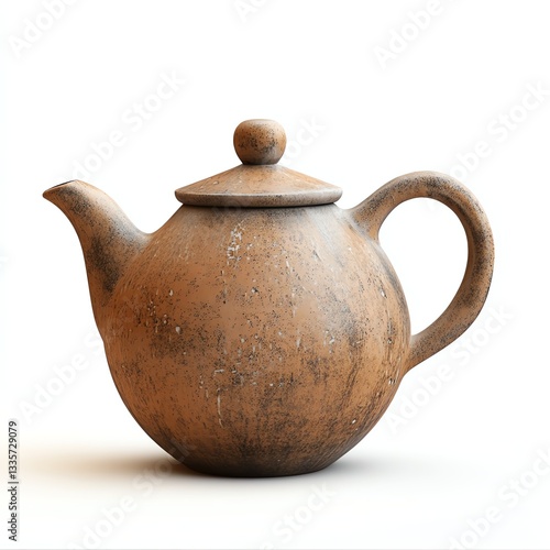 A rustic clay teapot with a textured surface, perfect for serving tea with a touch of earthy elegance.