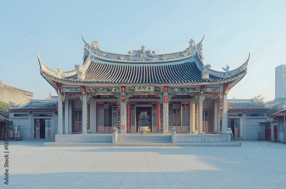 Obraz premium Elegant Traditional Chinese Temple Architecture Under Clear Skies